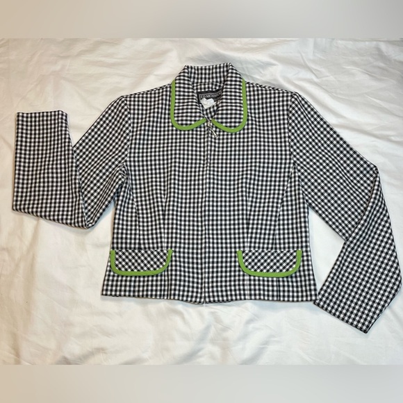 Vintage Black & White Peter Pan Collar Jacket & Knee-Length Skirt Set Sz4 - Picture 3 of 14